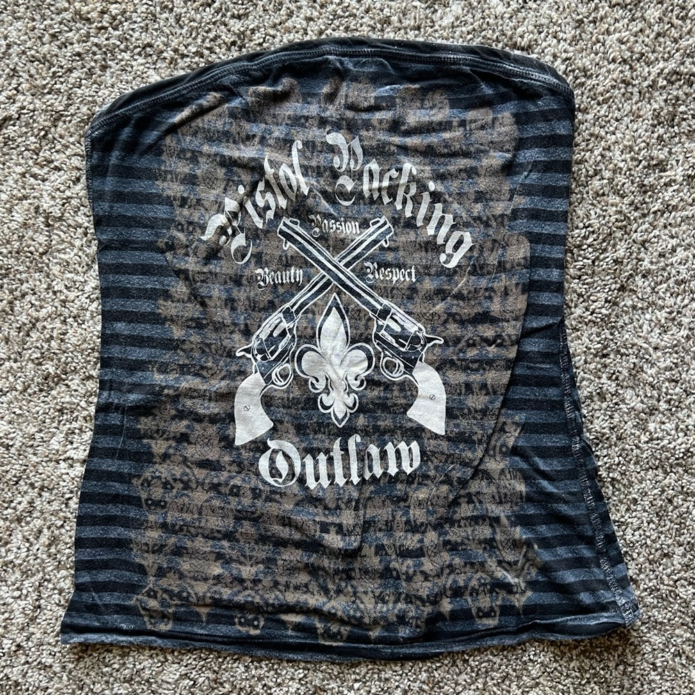Crash & Burn Pistol Packing Outlaw striped strapless top